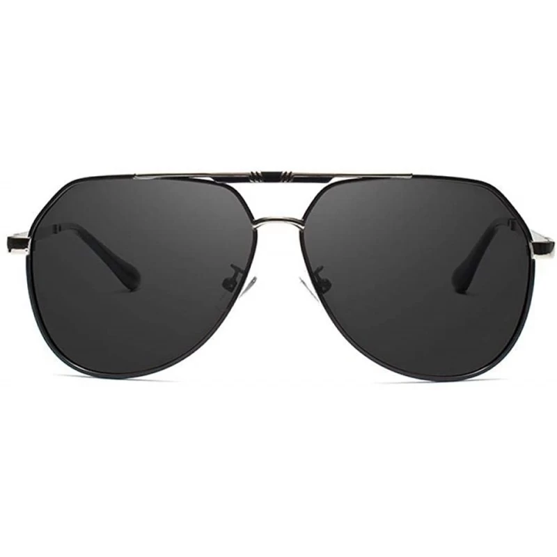Oversized Men's Sunglasses Brand Designer Pilot Polarized Male Sun Glasses Y7700 C1BOX - Y7700 C1box - CQ18XDUCKES $19.47