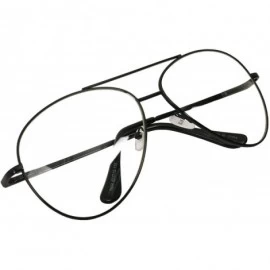 Aviator Vintage Aviator Eyeglasses Metal Frames Clear Lens Glasses Non-prescription - Black 76041 - CQ18LY3W28R $24.89