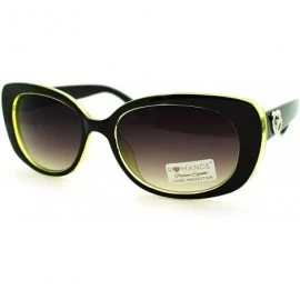 Oval Women's Oval Rectangular Frame Sunglasses Cute Heart Tip - Green - CU11PM8ZOM1 $19.66