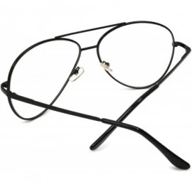 Aviator Vintage Aviator Eyeglasses Metal Frames Clear Lens Glasses Non-prescription - Black 76041 - CQ18LY3W28R $24.89