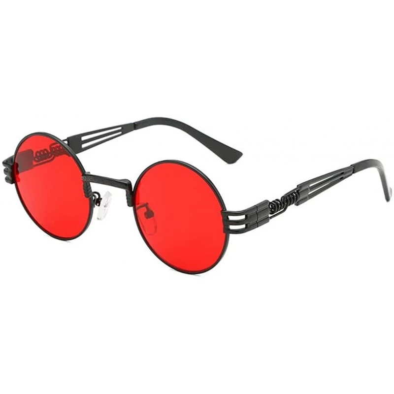 Round John Lennon Round Sunglasses Retro Steampunk Glasses Metal Frame - Black Frame Red - C91967RR9Y0 $13.25