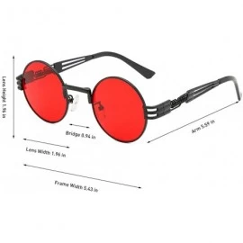 Round John Lennon Round Sunglasses Retro Steampunk Glasses Metal Frame - Black Frame Red - C91967RR9Y0 $13.25