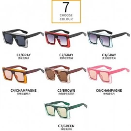 Square Sunglasses Designer Rectangle Fashion Glasses - Pink - C8199I73MS9 $12.21