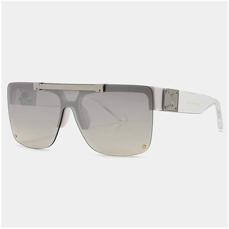 Oversized Oversized Square Lens Flip Sunglasses for Women and Men - C3 Silver Silver - CP1987ASNAS $25.67
