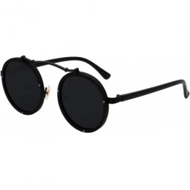 Round Vintage Round Steampunk Sunglasses Metal Frame For Men or Women 1762 - Black-black - C6186X08505 $11.34