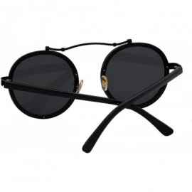 Round Vintage Round Steampunk Sunglasses Metal Frame For Men or Women 1762 - Black-black - C6186X08505 $11.34