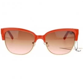 Wayfarer Womens Half Rim Designer Fashion Metal Weave Temple Hipster Sunglasses - Orange - CP11SOL2BOH $11.72
