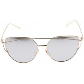 Cat Eye Cats Eye Sunglasses Ladies Women Vintage Metal Frame Celebrity Mirrored Lens - Gold - CF198CND5Z3 $11.10