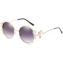 Goggle Summer Fashion Ladies Eyewear Designer Round Sunglasses Goggles Outdoor - Gloden&gray - CH18DLRSOHO $34.57