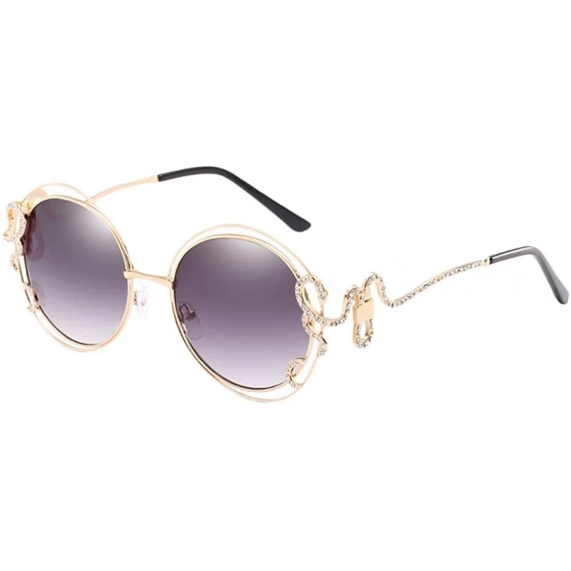 Goggle Summer Fashion Ladies Eyewear Designer Round Sunglasses Goggles Outdoor - Gloden&gray - CH18DLRSOHO $15.67