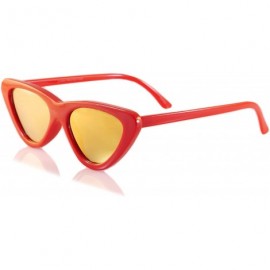 Cat Eye Iconic Celebrity Mirrored Slim Cat-Eye Sunglasses A057 - Red/ Yellow Revo - CV1893OL0E0 $21.60