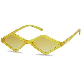 Cat Eye Colorful Translucent Geometric Diamond Shape Small Vintage Sunglasses Colored Frame and Lens - Crystal Yellow - C018G...