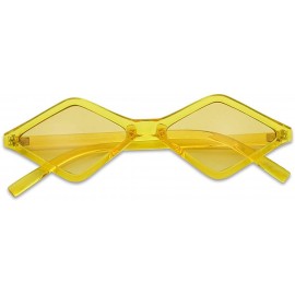 Cat Eye Colorful Translucent Geometric Diamond Shape Small Vintage Sunglasses Colored Frame and Lens - Crystal Yellow - C018G...
