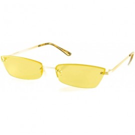 Semi-rimless Extended Rectangle Cat-Eye Semi Rimless Flat Lens Color Sunglasses A237 - Gold Yellow - C018KLIEHIN $28.59