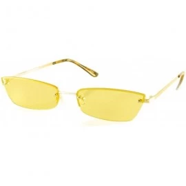 Semi-rimless Extended Rectangle Cat-Eye Semi Rimless Flat Lens Color Sunglasses A237 - Gold Yellow - C018KLIEHIN $11.71