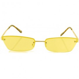 Semi-rimless Extended Rectangle Cat-Eye Semi Rimless Flat Lens Color Sunglasses A237 - Gold Yellow - C018KLIEHIN $11.71