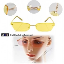 Semi-rimless Extended Rectangle Cat-Eye Semi Rimless Flat Lens Color Sunglasses A237 - Gold Yellow - C018KLIEHIN $11.71