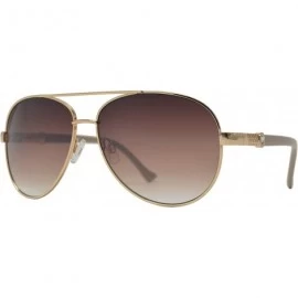 Aviator Womens Classic Aviator Sunglasses with Rhinestone Crystal - UV Protection - Taupe + Brown Gradient Lens - C51903UZ702...