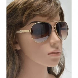 Aviator Womens Classic Aviator Sunglasses with Rhinestone Crystal - UV Protection - Taupe + Brown Gradient Lens - C51903UZ702...