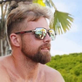 Square Aluminum Men's Sunglasse Polarized Lens Red Sun Glasses Coating Mirror Glasses - Gold Gray - CR194OX3WER $57.22