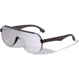 Shield Round Flat Top Shield Fashion Sunglasses - Silver - CJ1960QXA7T $13.60