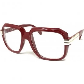 Oversized Nerd Glasses Classic Fashion Frame Clear Lens Square Round Rectangle - Red Hip Hop Square- Clear - C218X8DZ6EQ $18.11