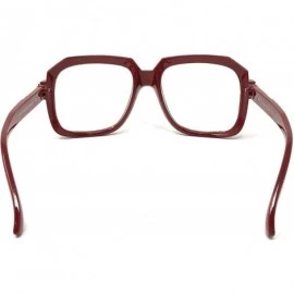Oversized Nerd Glasses Classic Fashion Frame Clear Lens Square Round Rectangle - Red Hip Hop Square- Clear - C218X8DZ6EQ $11.59