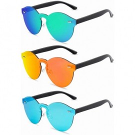 Rectangular Rimless Mirrored Lens One Piece Sunglasses UV400 Protection for Women Men - 2 Red+blue+green - C718XT028EQ $48.12