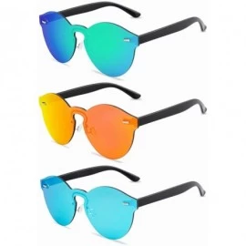 Rectangular Rimless Mirrored Lens One Piece Sunglasses UV400 Protection for Women Men - 2 Red+blue+green - C718XT028EQ $19.61