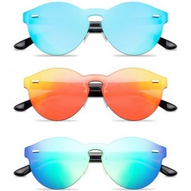 Rectangular Rimless Mirrored Lens One Piece Sunglasses UV400 Protection for Women Men - 2 Red+blue+green - C718XT028EQ $19.61