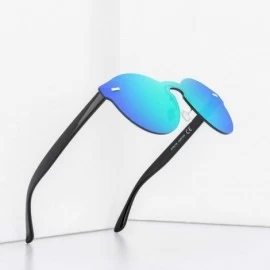Rectangular Rimless Mirrored Lens One Piece Sunglasses UV400 Protection for Women Men - 2 Red+blue+green - C718XT028EQ $19.61
