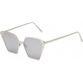 Sport Fashion Men Cat Eye Sunglasses Coating Mirror Lens UV400 Unisex Square Sunglasses - White/Silver - CV12IOUXT2P $32.78