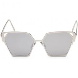 Sport Fashion Men Cat Eye Sunglasses Coating Mirror Lens UV400 Unisex Square Sunglasses - White/Silver - CV12IOUXT2P $21.42