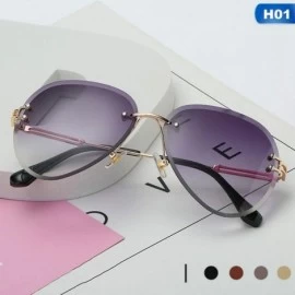 Rimless RimlSunglasses Women Sun Glasses Gradient Shades Cutting Lens FramelMetal Eyeglasses UV400 - 3 - C5197Y7XI5M $18.04