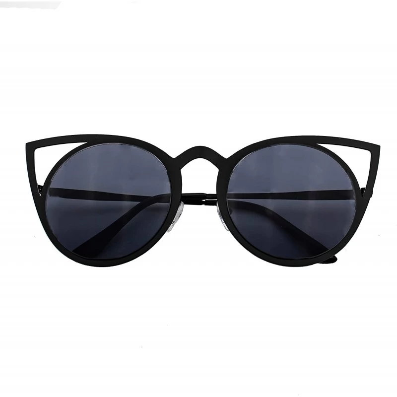 Cat Eye Fashion Sunglasses Women Brand Designer Cat Eye Sun Glasses Vintage Woman - Black/Black Lens - CH18WH0ALZN $10.78