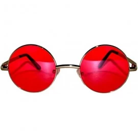 Round Round Retro Small Circle Tint & Mirror Colored Lens 43-55 mm Sunglasses Metal - Round_43mm_red_silver - C3183XEQDCT $12.20