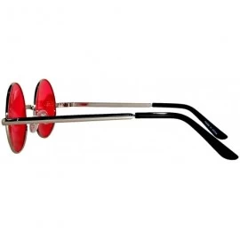 Round Round Retro Small Circle Tint & Mirror Colored Lens 43-55 mm Sunglasses Metal - Round_43mm_red_silver - C3183XEQDCT $12.20