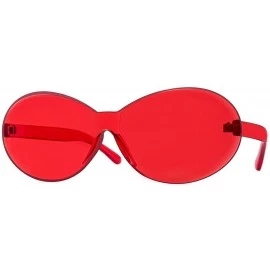 Oversized One Piece Rimless Sunglasses Retro Oval Clout Frame Candy Color Fun Glasses Transparent Colorful Tinted Eyewear - C...