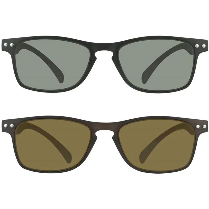 Square Square Reading Sunglasses Full Sun Reader Men Women Flexible Light - Black + Brown - CW193ENK26S $34.25
