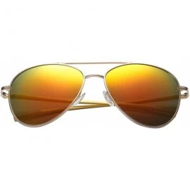 Aviator Classic Polarized Ultra Light Flex Hinge Aluminum Aviator Sunglasses - Aluminum Gold - Polarized Lava Red - CR188X5W2...