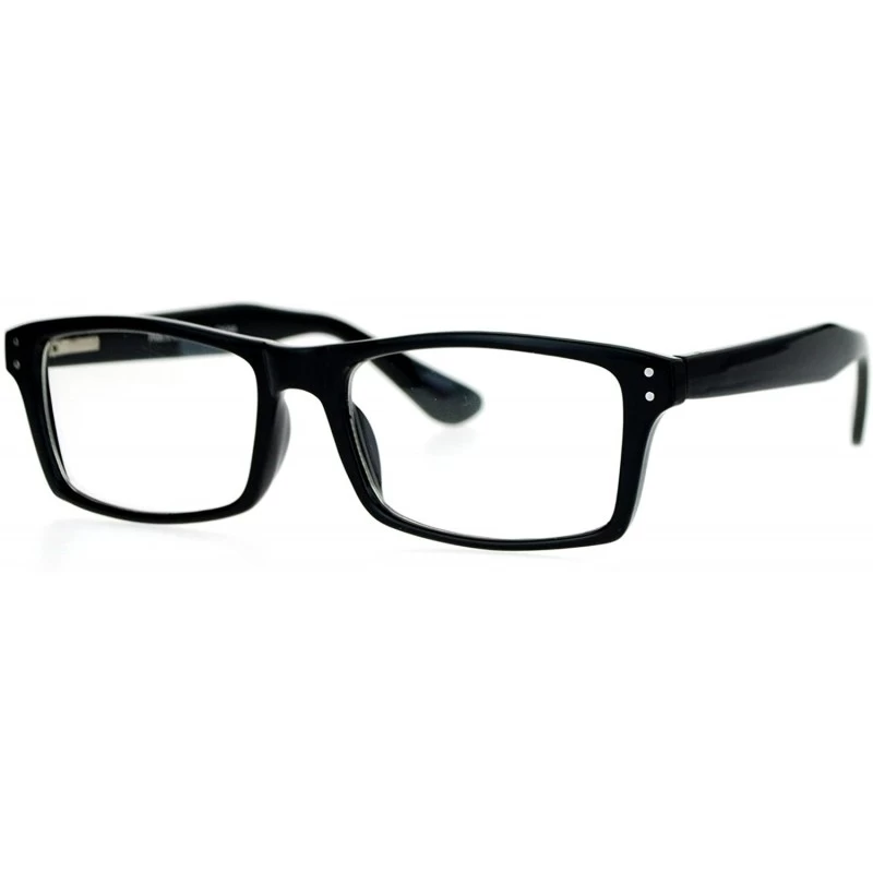 Rectangular Rectangular Horn Rim Designer Fashion Optical Eyeglasses - Black - CU128UNM8MX $8.10