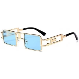 Square Hollow Legs Square Sunglasses for Women and Men Small Size Alloy Frame Sun Glasses UV400 - C7 Gold Silver - CV198EXUAO...