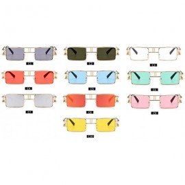 Square Hollow Legs Square Sunglasses for Women and Men Small Size Alloy Frame Sun Glasses UV400 - C7 Gold Silver - CV198EXUAO...