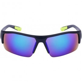 Semi-rimless Men's Half Frame Sports Sunglasses W/Color Mirrored Lens 570076AM-REV - Matte Black - C6126ZN199D $10.79