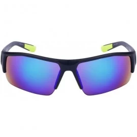 Semi-rimless Men's Half Frame Sports Sunglasses W/Color Mirrored Lens 570076AM-REV - Matte Black - C6126ZN199D $10.79