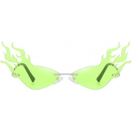 Square Rimless Samll Face Sunglasses Retro Vintage Flame Steampunk Narrow Eyewear Sun Glasses Party Favors For Men Women - CQ...
