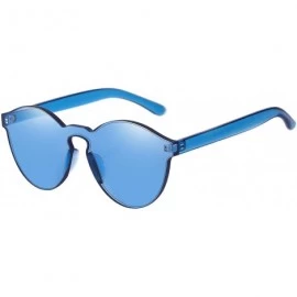 Rimless One Piece Rimless Sunglasses Transparent Candy Color Tinted Eyewear - Blue - CB18QSWK4YI $19.05