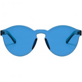 Rimless One Piece Rimless Sunglasses Transparent Candy Color Tinted Eyewear - Blue - CB18QSWK4YI $10.89