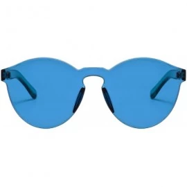 Rimless One Piece Rimless Sunglasses Transparent Candy Color Tinted Eyewear - Blue - CB18QSWK4YI $10.89