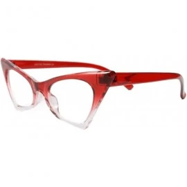 Cat Eye Classic 50s Womens Small Cat Eye Eye Glasses Two Tone Frame - Transparent & Red & Clear - CI18T4E2309 $24.42